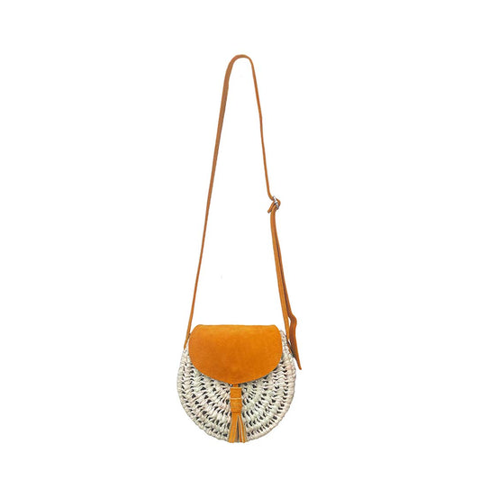 Luna Straw Crossbody Bag - Orange