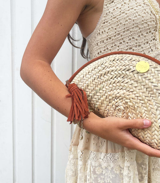 Luna Clutch Straw Bag - Terracotta